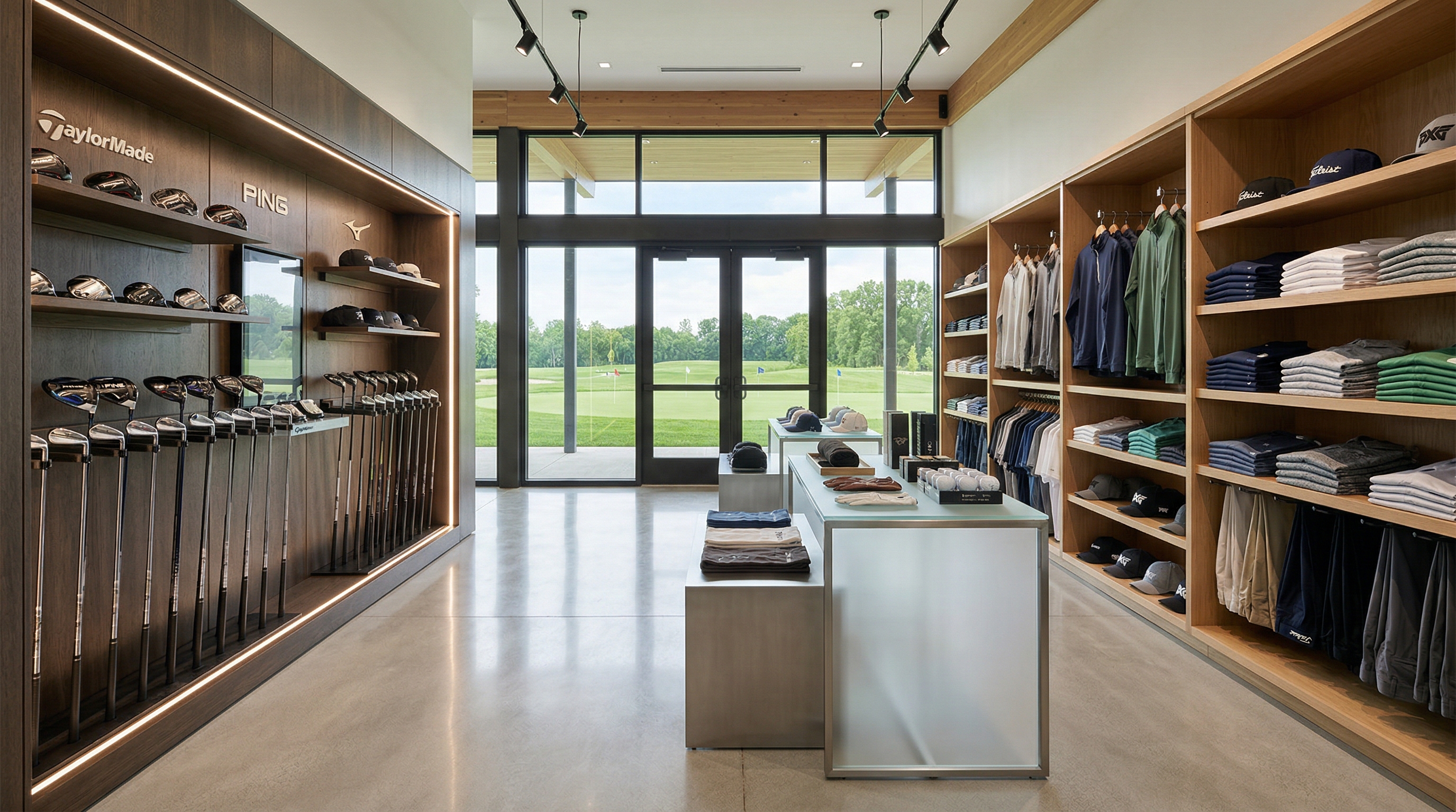 Interior of a modern upscale golf pro shop